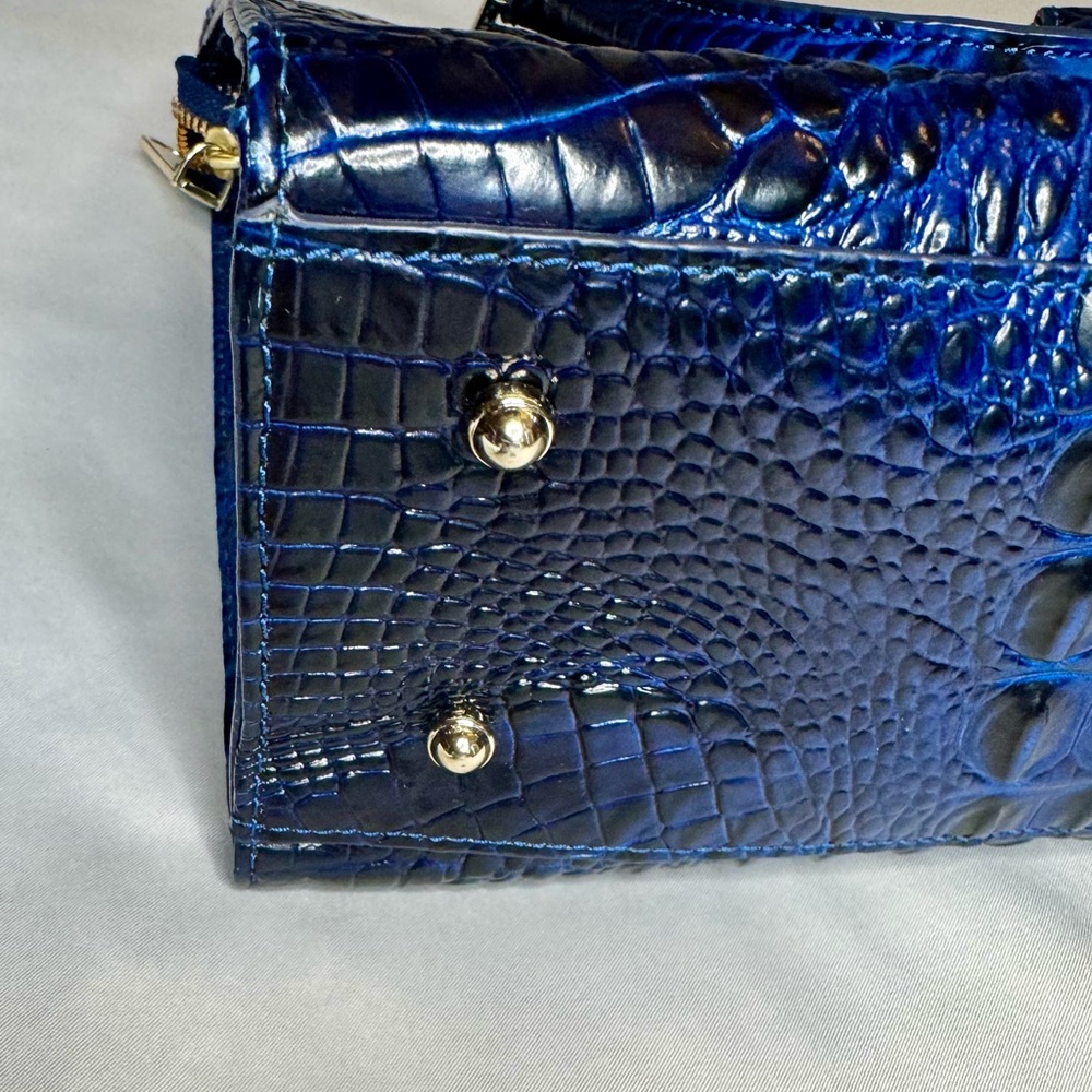 Brahmin Blue Croc-Embossed Satchel - Picture 5 of 10